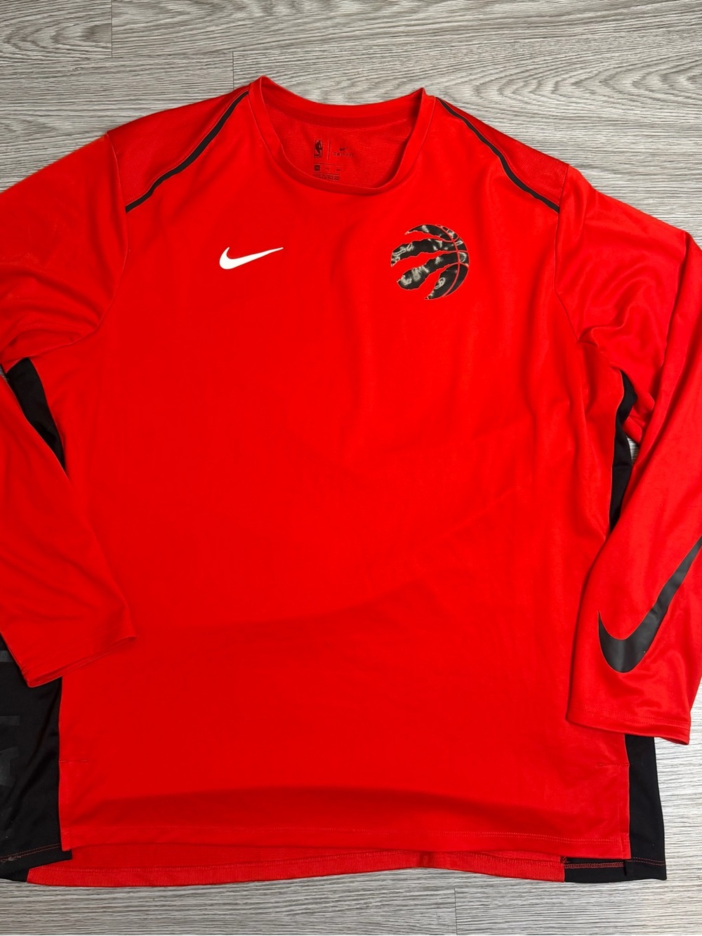 Toronto Raptors WarmUp Shirt Mens 3XL Red Logo Nike DriFit Engineered Side Panel